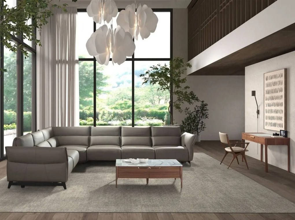 Coltar LUX design italian modular cu functia relax Cowhide gri inchis