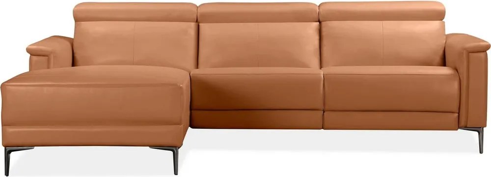 Colțar maro cu tapițerie din imitație de piele (cu colț pe partea stângă ) Lund – Støraa