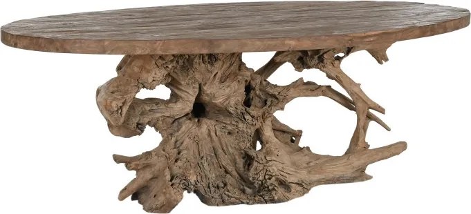 Masă dining din lemn exotic de tec, finisaj natur brut , „Grand Loft”