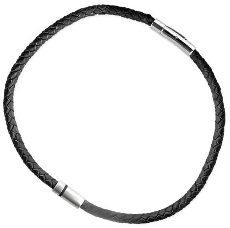 Choker piele naturala si otel inoxidabil 42 cm