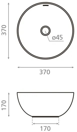 Lavoar pentru blat BARI Ø 37 cm, porțelan, alb - Bathco 4131