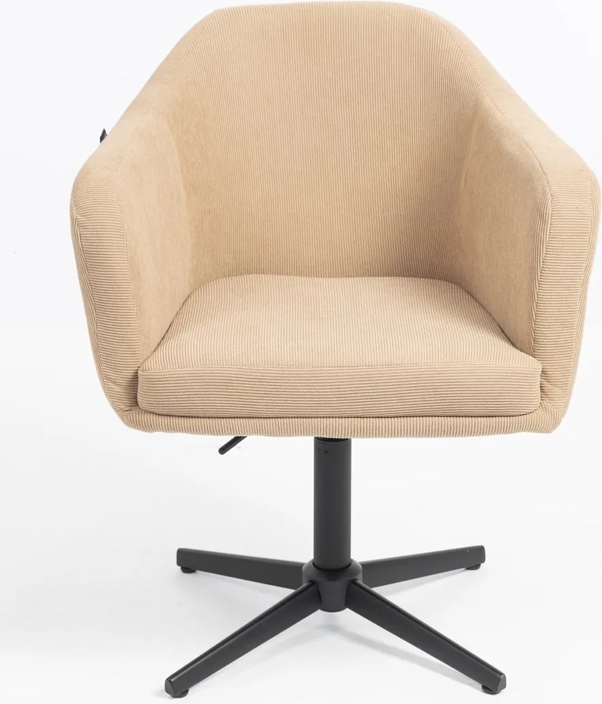 HR832CROSS Scaun Catifea Reiată Premium culoare Bej Ghimbir cu Bază Neagră