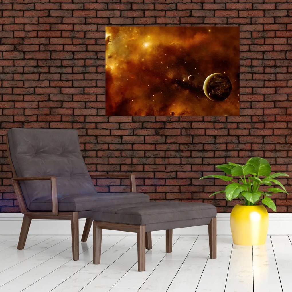 Tablou - Planete cu nebuloasă (90x60 cm)