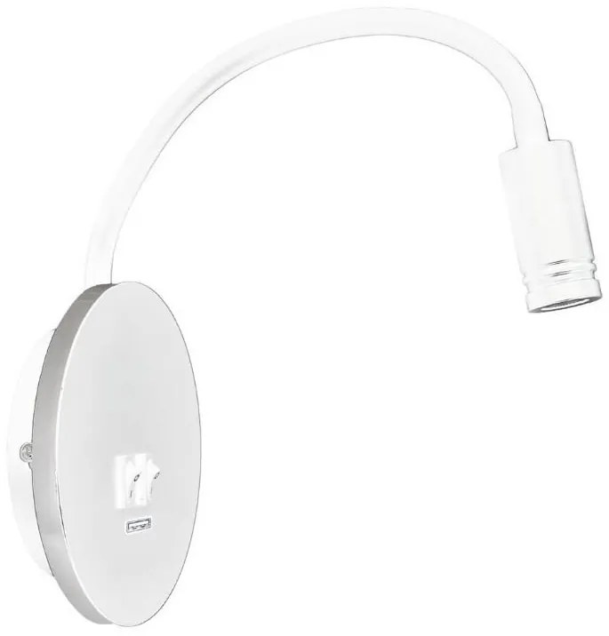 Veioză LED flexibilă de perete cu USB BASE 1xLED/8W+1xLED/2W/230V alb/argintiu