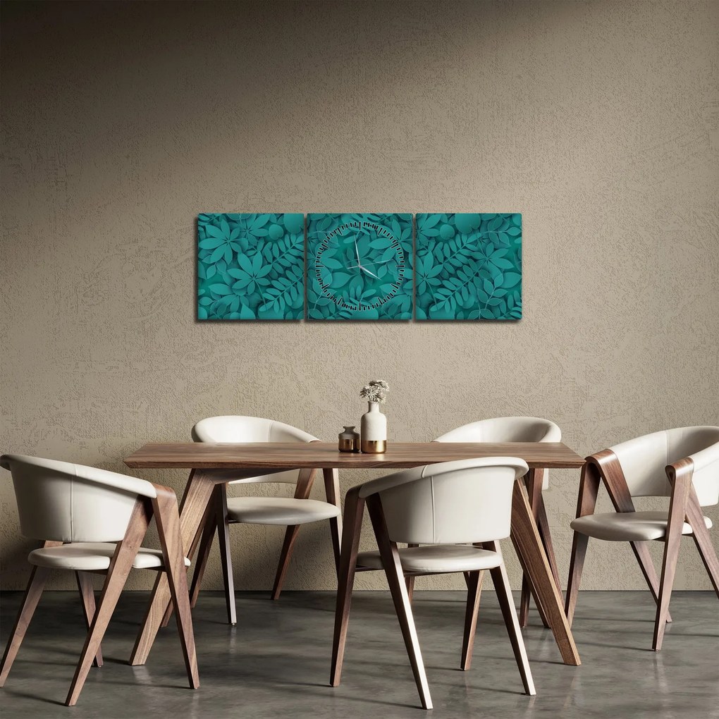 Tablou - Frunze (cu ceas) (90x30 cm)