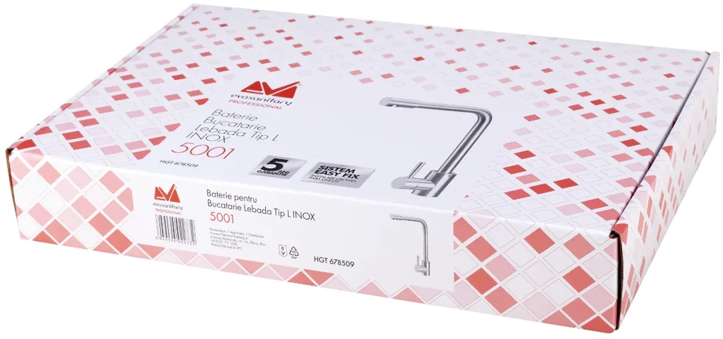 Baterie Bucatarie Lebada Tip L INOX 5001   L[mm]: 220; H[mm]: 95; Hu[mm]: 310; Ht[mm]: 340