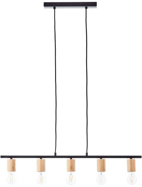 Brilliant - Candelabru KERRY suspendat pe cablu 5xE27/40W/230V negru/bambus