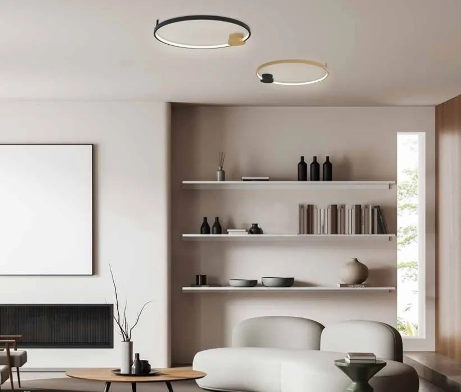 Lustra aplicata LED design inelar Ring auriu, 80cm