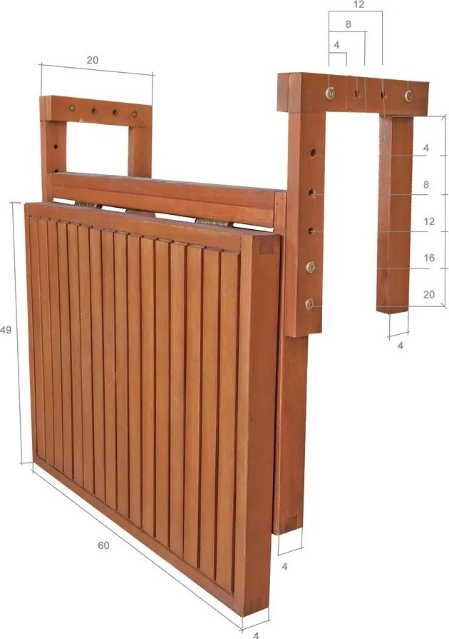 Masă de balcon supendată 64x65 cm Berkeley – Garden Pleasure