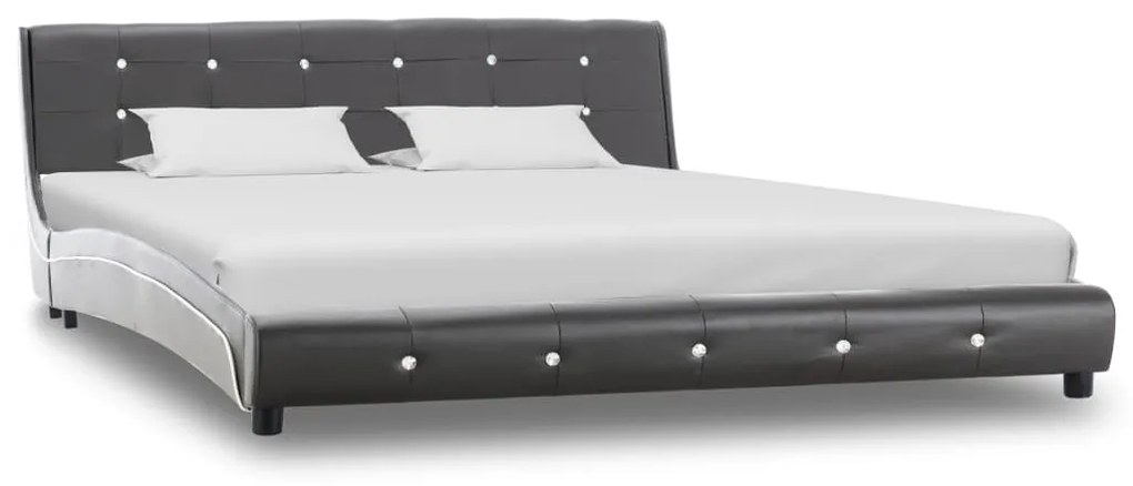 280325 vidaXL Cadru de pat, gri, 160 x 200 cm, piele ecologică