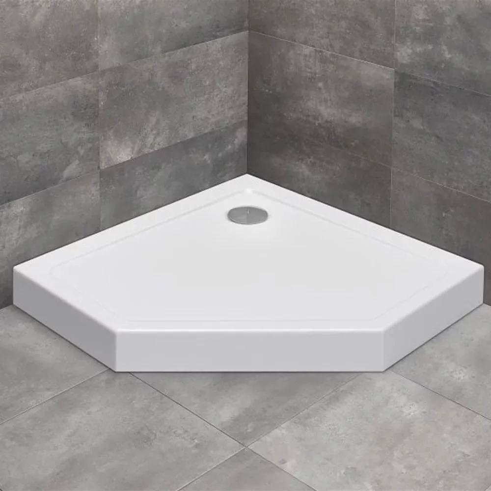 Cadita dus pentagonala Radaway Doros PT Compact 80x80 cm acril alb