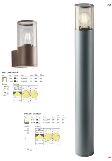 Redo 90047 - Aplică perete exterior FRED 1xE27/20W/230V IP54