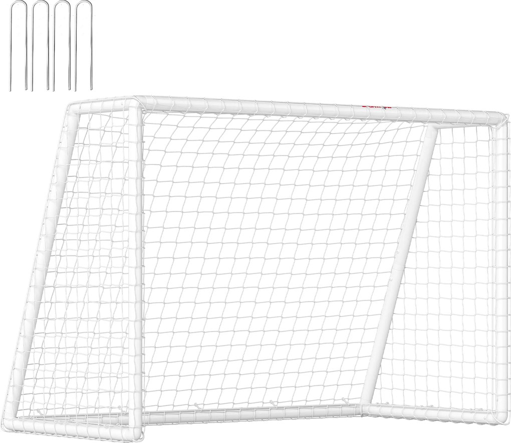 SPORTNOW Poartă de fotbal, plasă robustă, cadru din plastic, țăruși, 180L x 92B x 124H cm, Alb | Aosom Romania