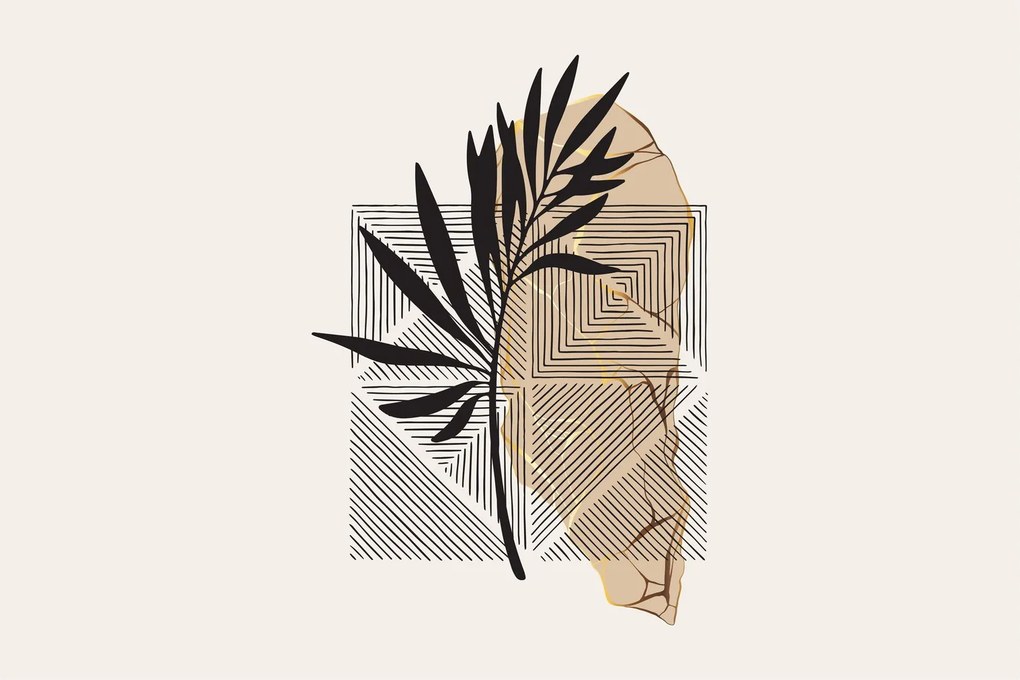 Tablou - Abstracție cu frunze tropicale N⁰1 (90x60 cm)