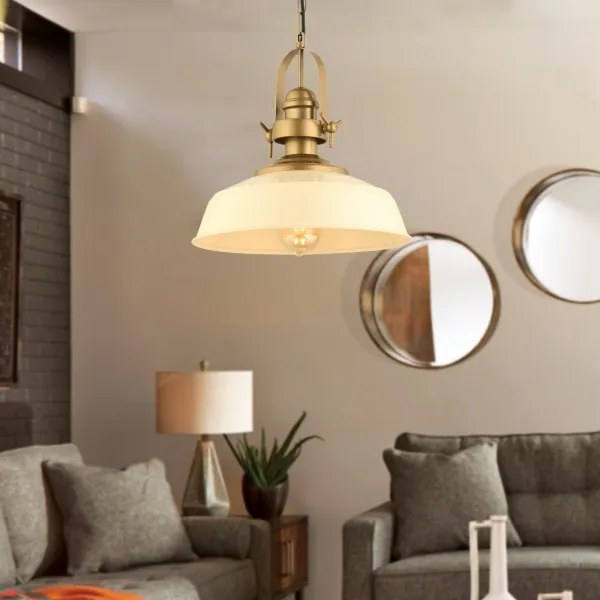 Lustră pe cablu MONZA 1x E27/40W/230V Ø 35 cm crem/bronz