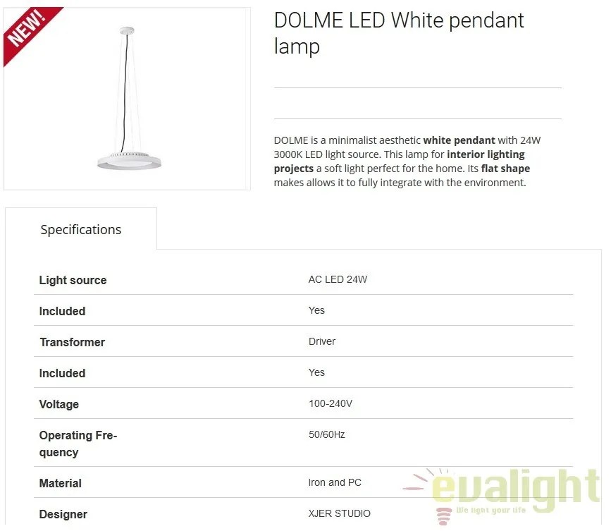 Lustra LED design ultramodern minimalist DOLME White 64099