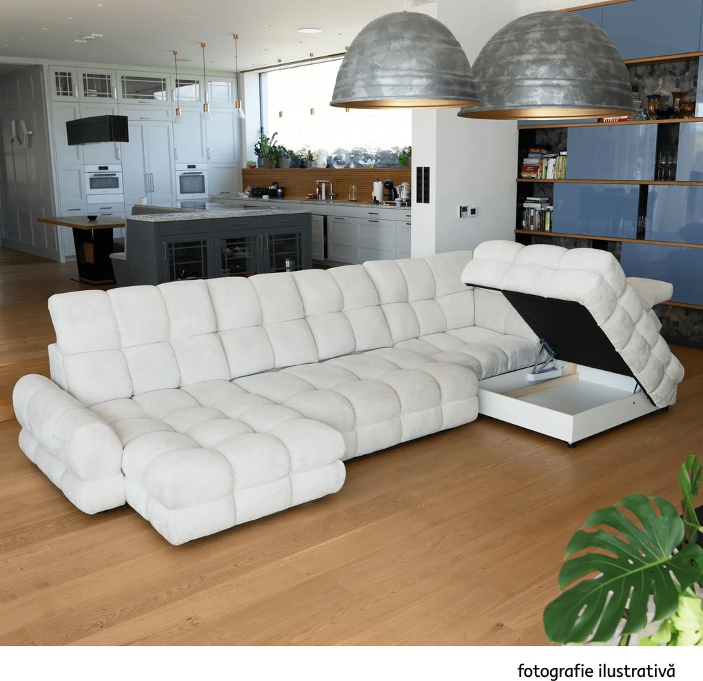 Set canapea extensibilă cu funcţie de extensie electrică, bej-gri Taupe, pe stânga, TOLLO L ROH