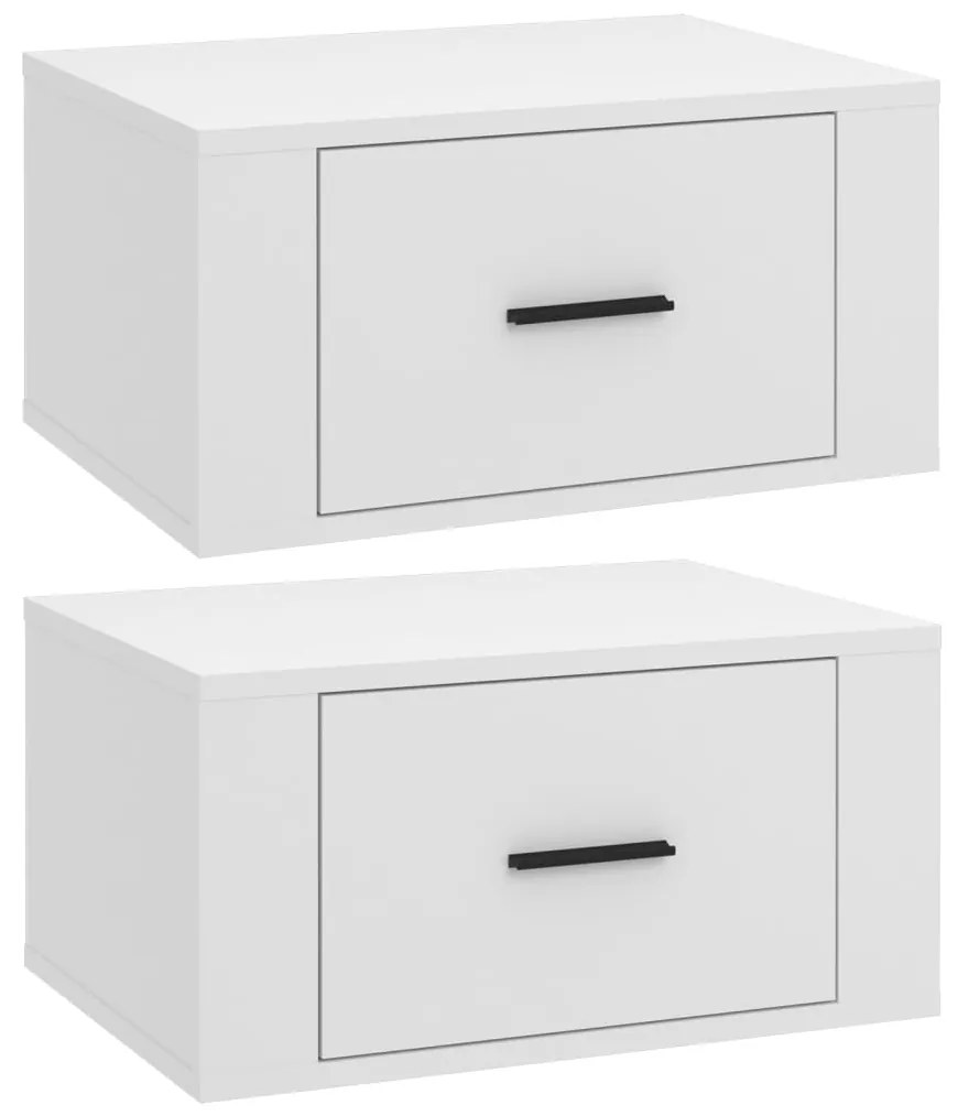 vidaXL Noptiere de perete, 2 buc., alb, 50x36x25 cm