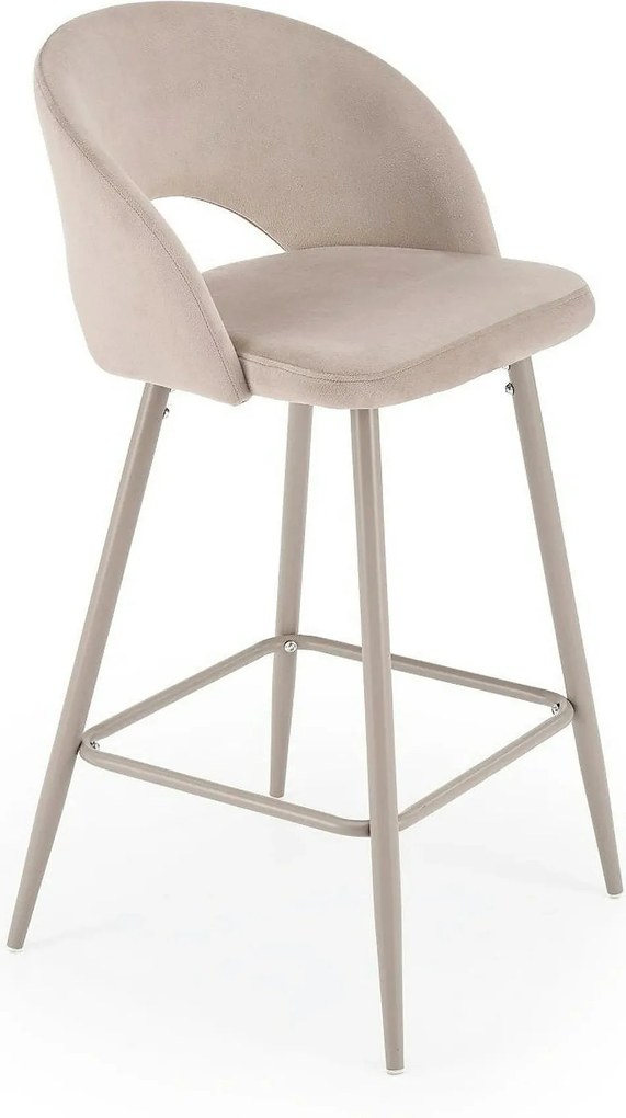 Scaun bar H96, bej deschis/casmir, stofa catifelata/otel, 48x49x89 cm