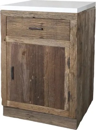 Corp modular insulă de bucătărie natur cu blat din marmură cu 1 ușă și 1 sertar 60x60x97 cm, „Grimaud"