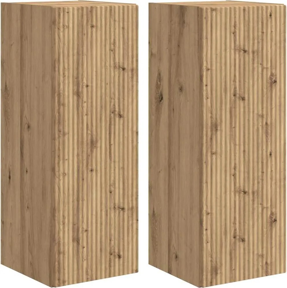 vidaXL Dulap TV de perete 2 pcs Stejar artizanal 30 x 31 x 80 cm