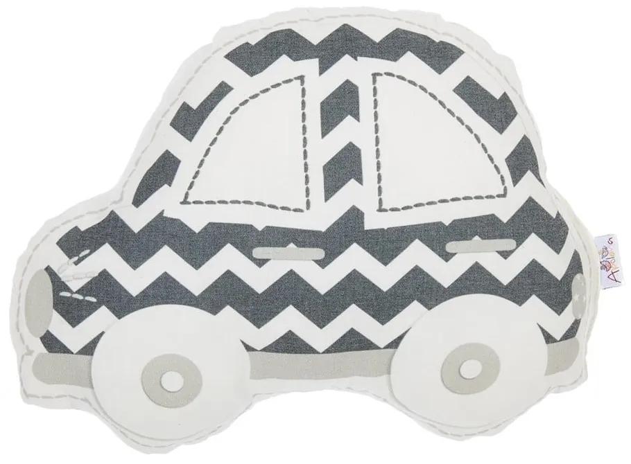 Pernă din amestec de bumbac pentru copii Mike & Co. NEW YORK Pillow Toy Car, 32 x 25 cm, gri - alb