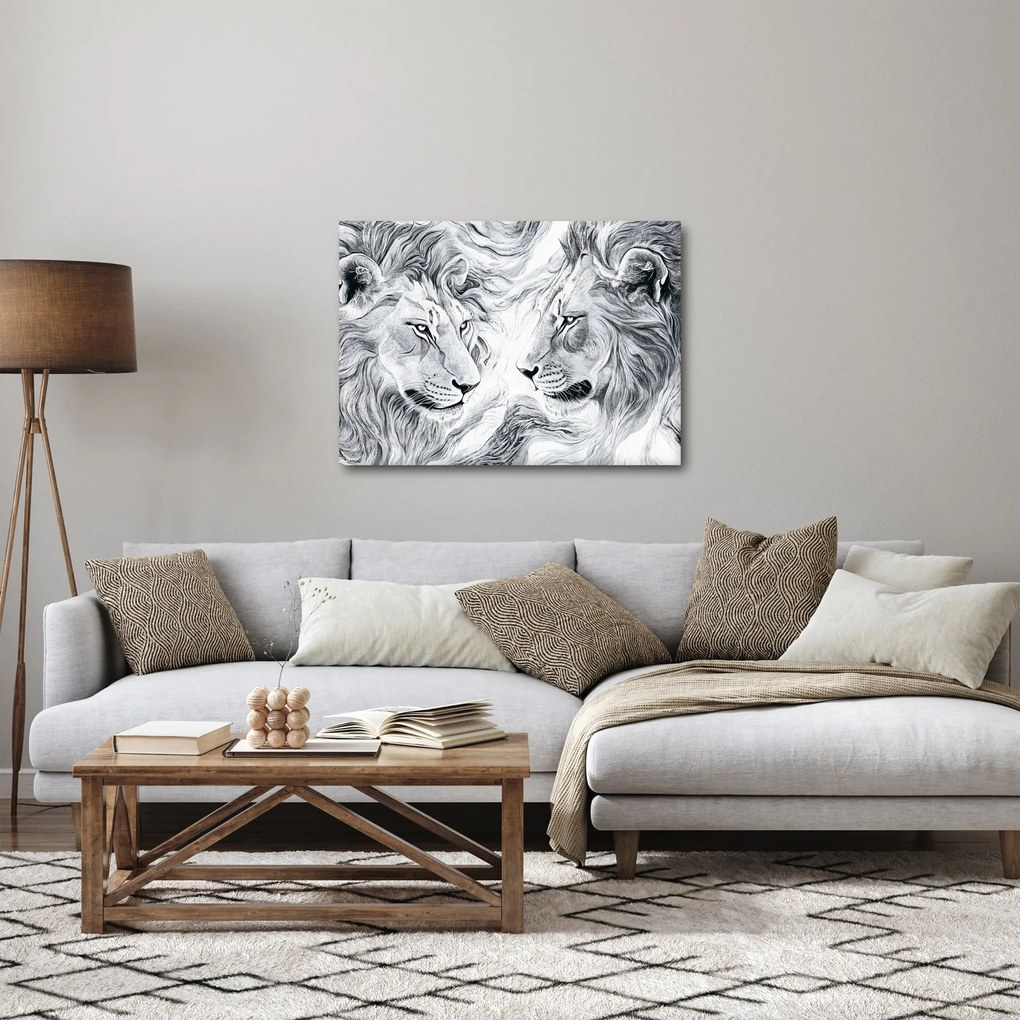 Tablou - Capete de lei desenate (70x50 cm)