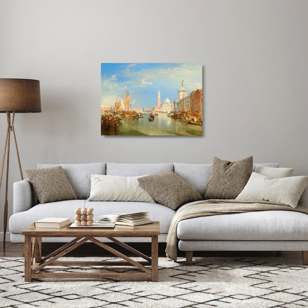 Tablou pe sticlă - Joseph Mallord William Turner, Venice the Dogana and San Giorgio Maggiore, reproducere (70x50 cm)
