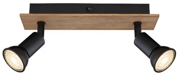 Globo 57998-2W - Spot DREW 2xGU10/35W/230V lemn/negru