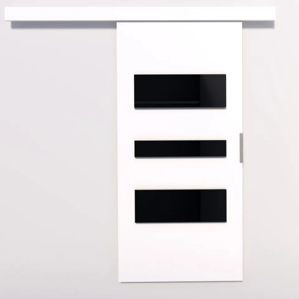 Ușă glisantă CENTO (Latime: 106 cm, Culoare: Wenge /Negru Lacobel)
