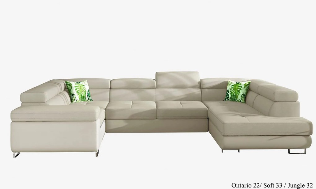 Colțar lemn masiv Formă U Extensibil Lety 340x202cm Personalizabil - Monolith 84 + Monolith 97, Stânga