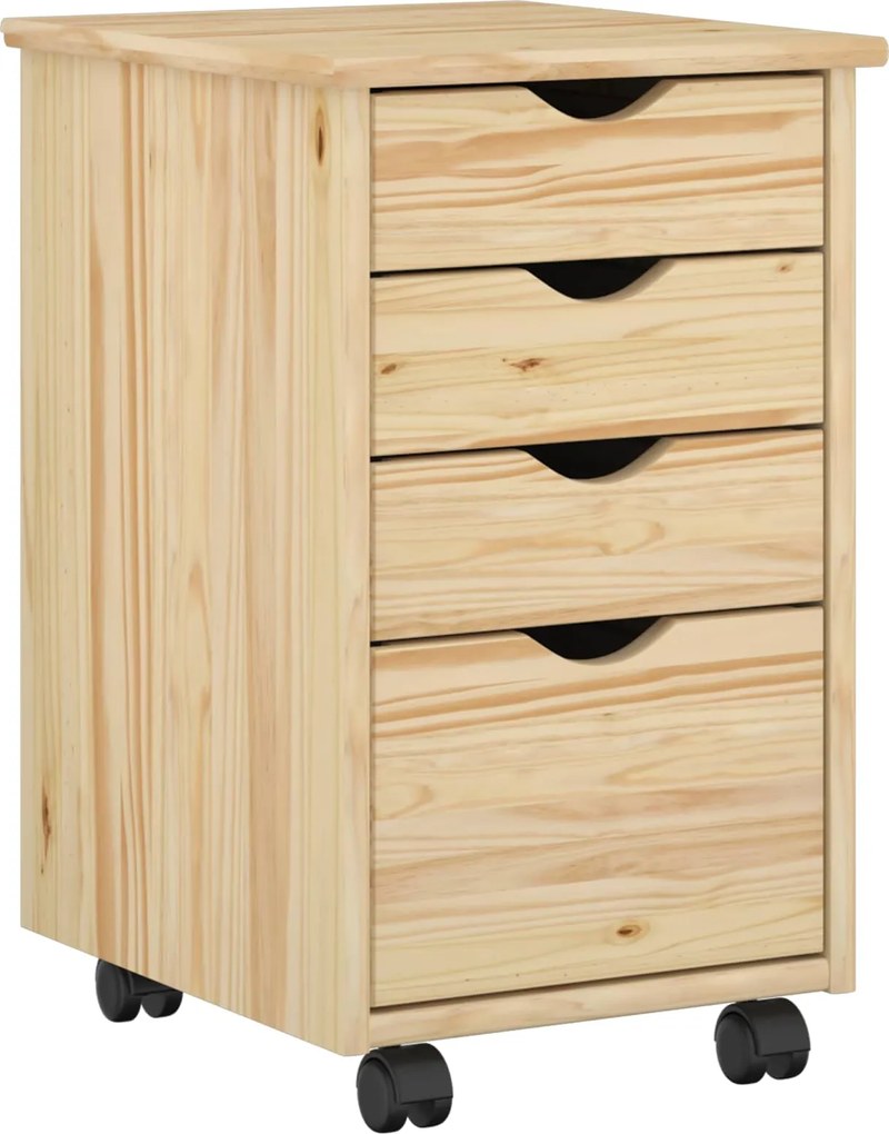 vidaXL Cabinet mobil cu roata Maro 34 x 39 x 56 cm Lemn masiv de pin
