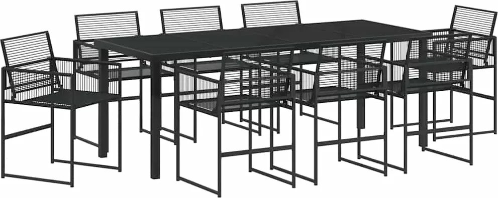 vidaXL Set de masă pentru grădină 9 pcs Negru