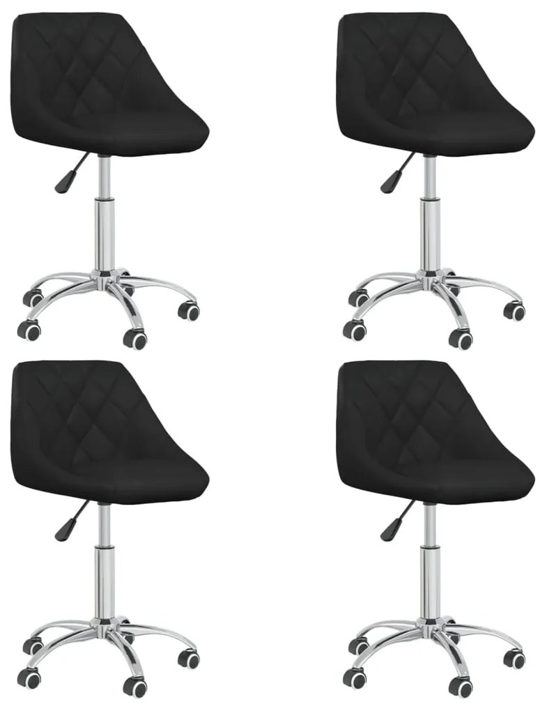 vidaXL Scaune de bucătărie pivotante, 4 buc., negru, piele ecologică