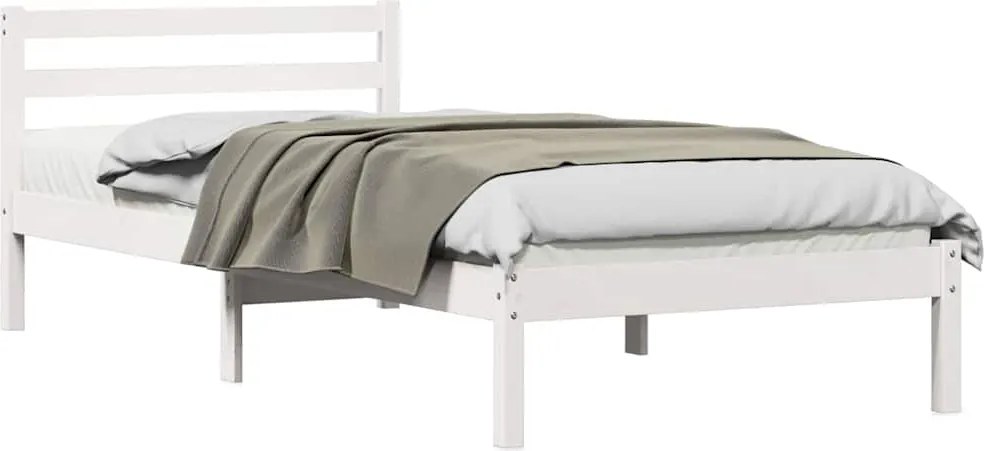 vidaXL Cadru de pat Alb 225,5 x 95,5 x 69,5 cm Lemn de pin masiv