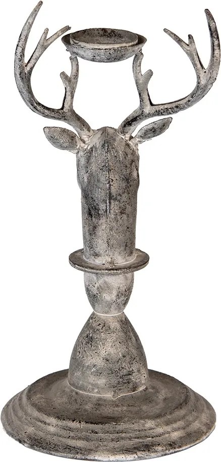 Suport de lumanare, in forma de cerb, aspect antichizat,17x14x30 cm