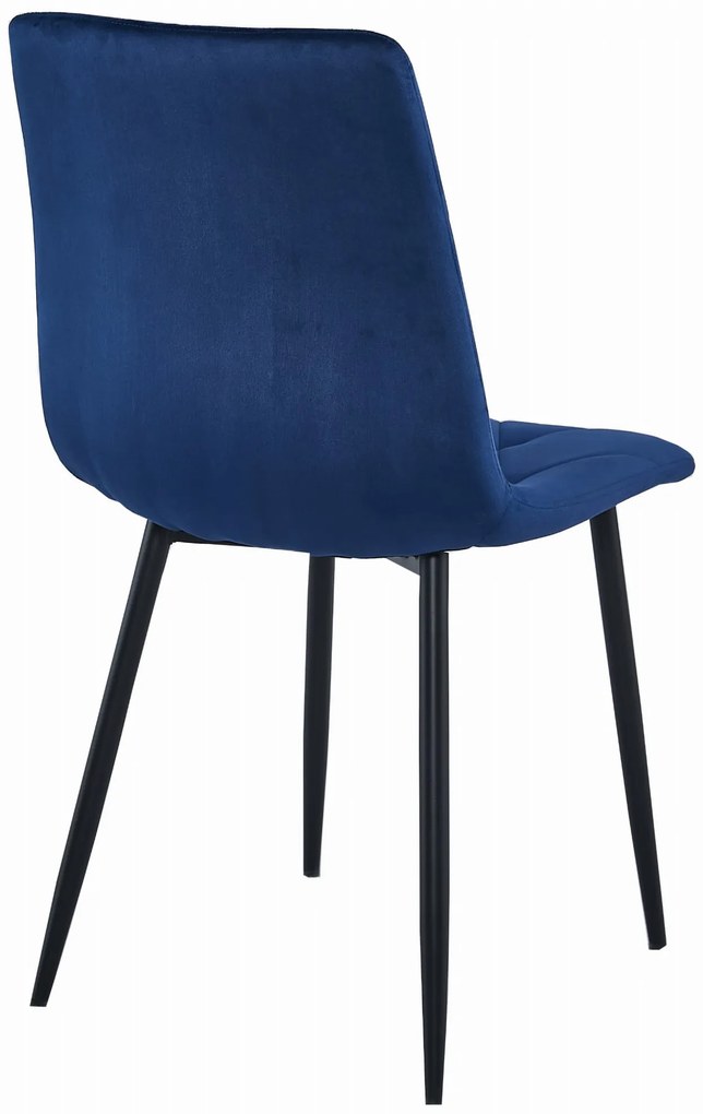 Scaun de dining din catifea albastra LIBRA cu picioare negre