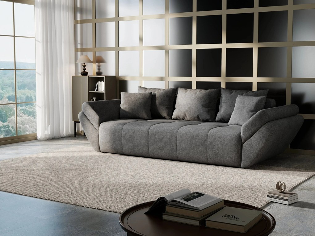 Canapea extensibilă dumonde cu ladă de depozitare si sezut confortabil din spuma high-density, Berlin Enjoy Kaki 250x100 cm