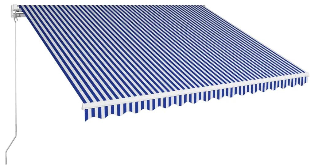 Copertina retractabila manual, albastru si alb, 400 x 300 cm Albastru si alb, 400 x 300 cm
