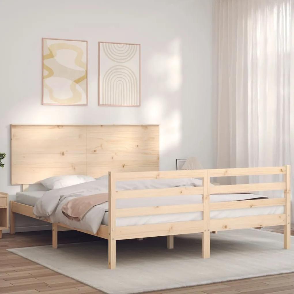 3195231 vidaXL Cadru de pat cu tăblie, 160x200 cm, lemn masiv