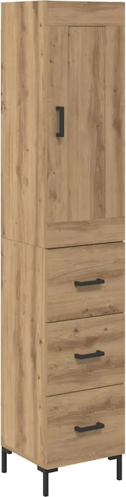 vidaXL Bufet Stejar Artizanal 34,5 x 34 x 180 cm Lemn compozit