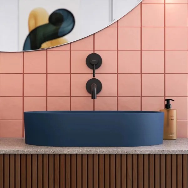 OMNIRES OVOUNMB - Lavoar pe blat OVO 55x36 cm dolomit albastru mat