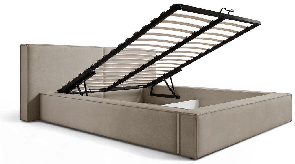 Pat tapițat Molino 160x200 cu spațiu depozitare - velur bej Castel 15