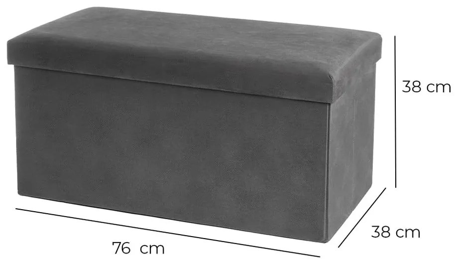 Taburet gri închis cu tapițerie din catifea Estela – Casa Selección