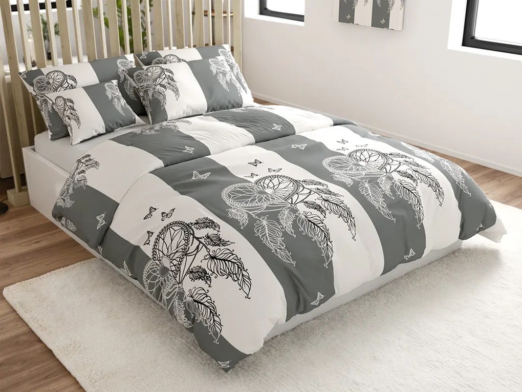 Lenjerie de pat policoton TIRSO POLY gri-alb Dimensiune lenjerie de pat: 70 x 90 cm | 140 x 200 cm