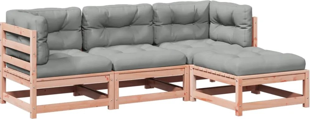 vidaXL Set canapele grădină cu perne, 4 piese, lemn masiv brad douglas