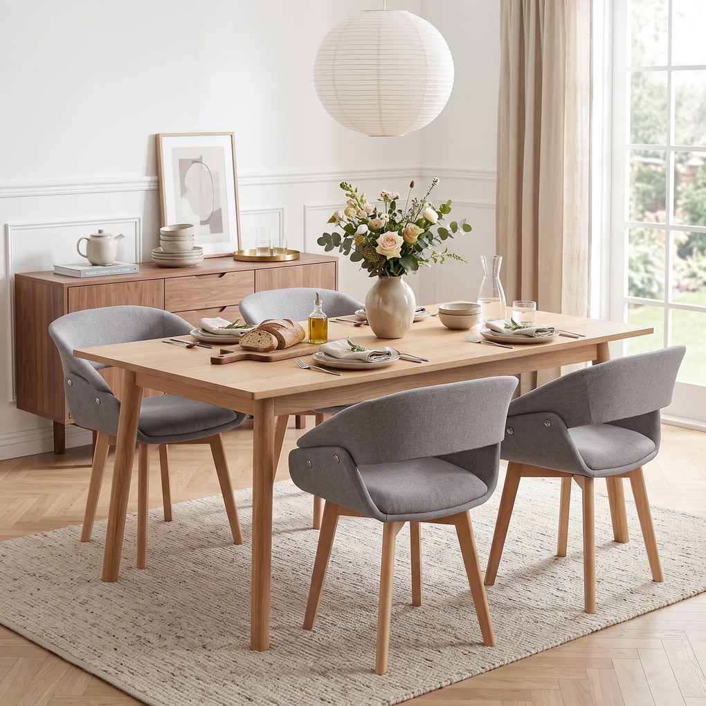 HOMCOM Set 2 Scaune Dining Ergonomice din Material Gri Deschis | Aosom Romania