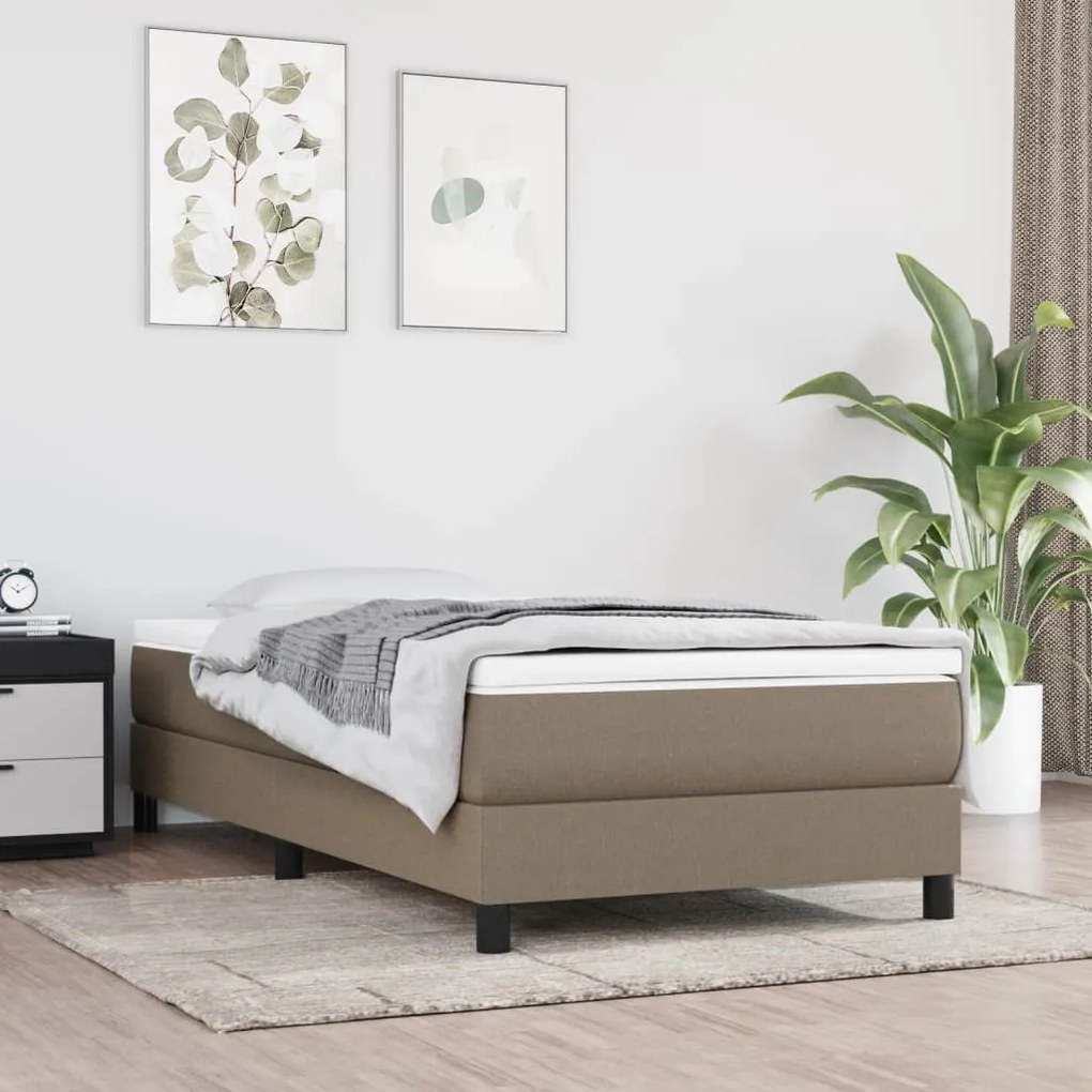 3120488 vidaXL Cadru de pat box spring, gri taupe, 90x200 cm, textil