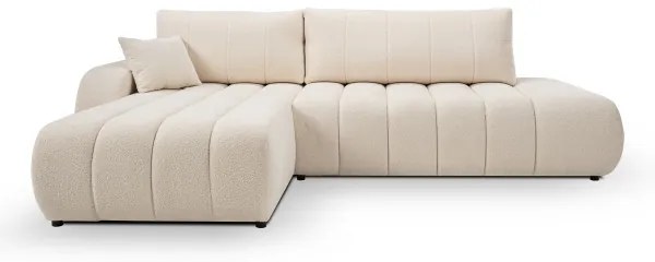 Canapea colțar extensibilă cu spațiu depozitare, model DESIO stânga, bej