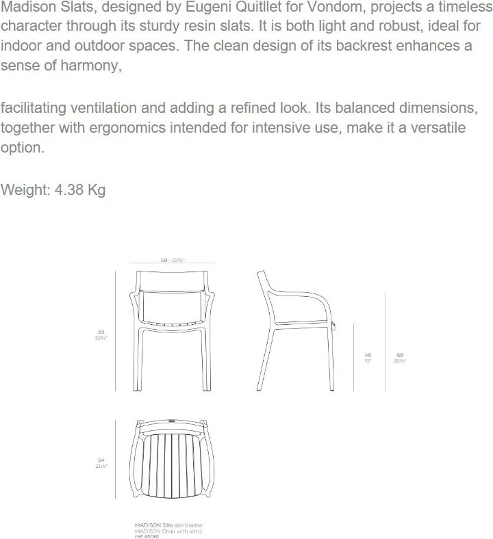Set de 4 scaune exterior MADISON SLATS